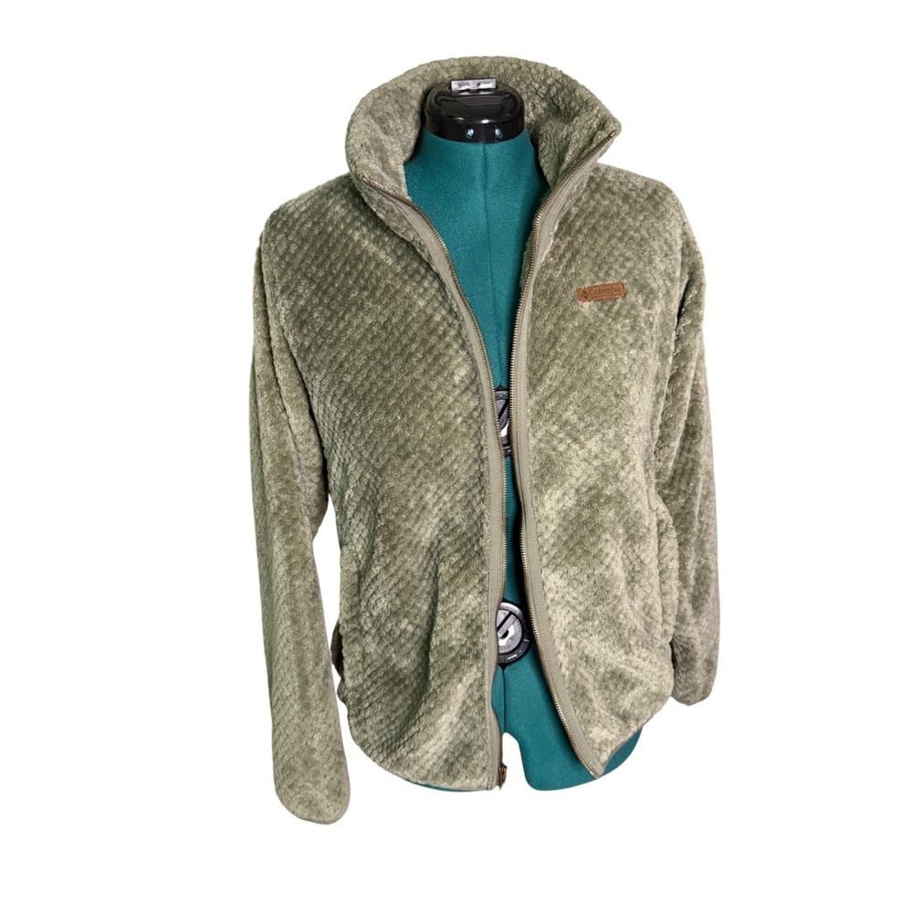 Columbia Womens Fire Side Sherpa Full-Zip Stone Green Fleece Jacket Size Large - Picture 3 of 15